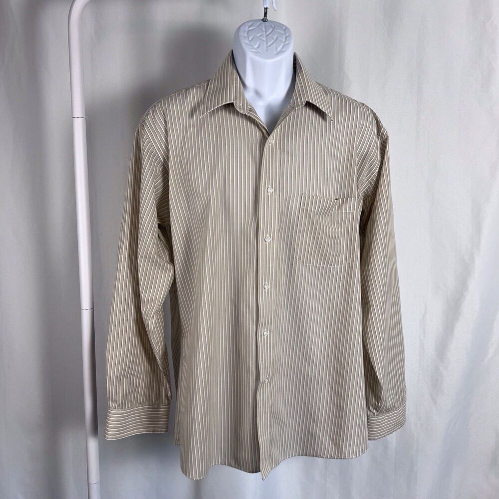Men’s Stanford Wrinkle Free Button Down Shirt Size 16 1/2 35 Tan